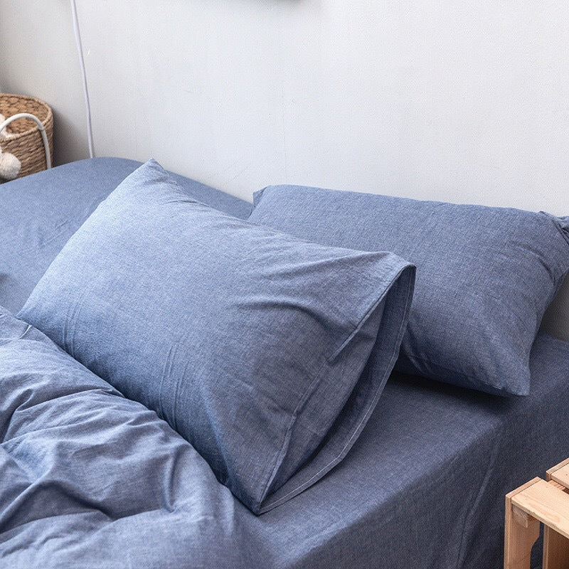 Japanese Style Cotton Pillowcase - Washed Cotton Bedding Cover