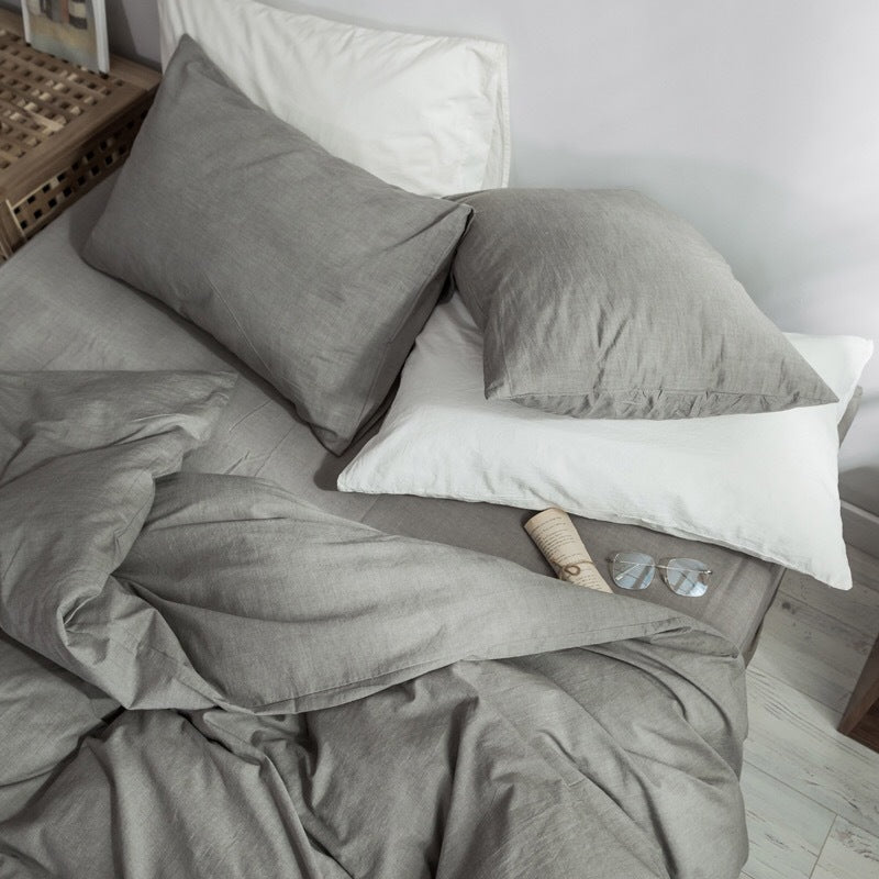 Japanese Style Cotton Pillowcase - Washed Cotton Bedding Cover
