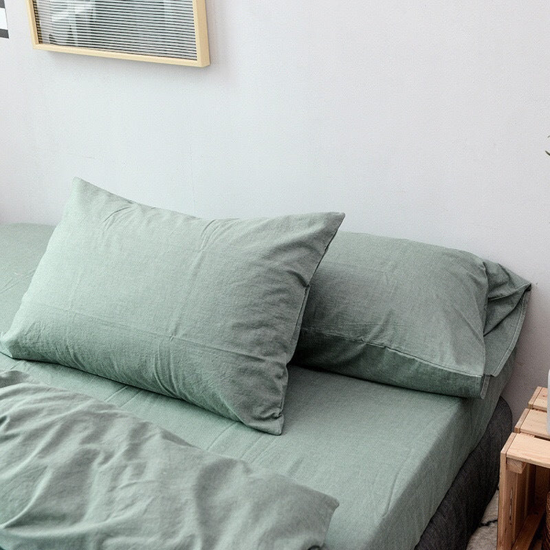 Japanese Style Cotton Pillowcase - Washed Cotton Bedding Cover