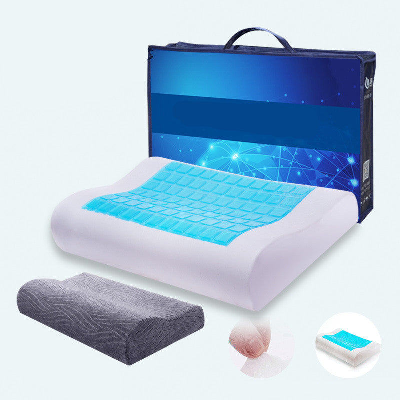 Breathable Memory Foam Pillow with Ice Silk Cover - Cervical Support, All Styles