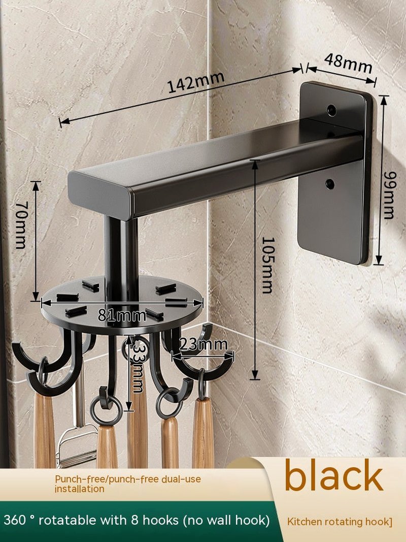 Wall-Mounted Swivel Hook with Multiple Rows Aluminum Frame for Home Storage
