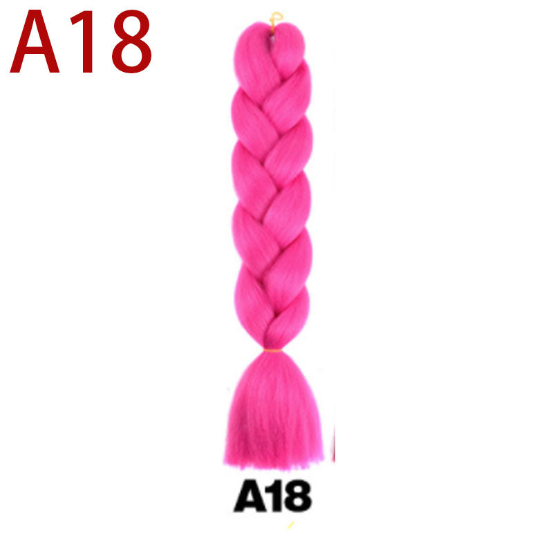 Monochrome Big Braid Wig - High Temp Fiber, 24 Inch Colorful Hair Extension