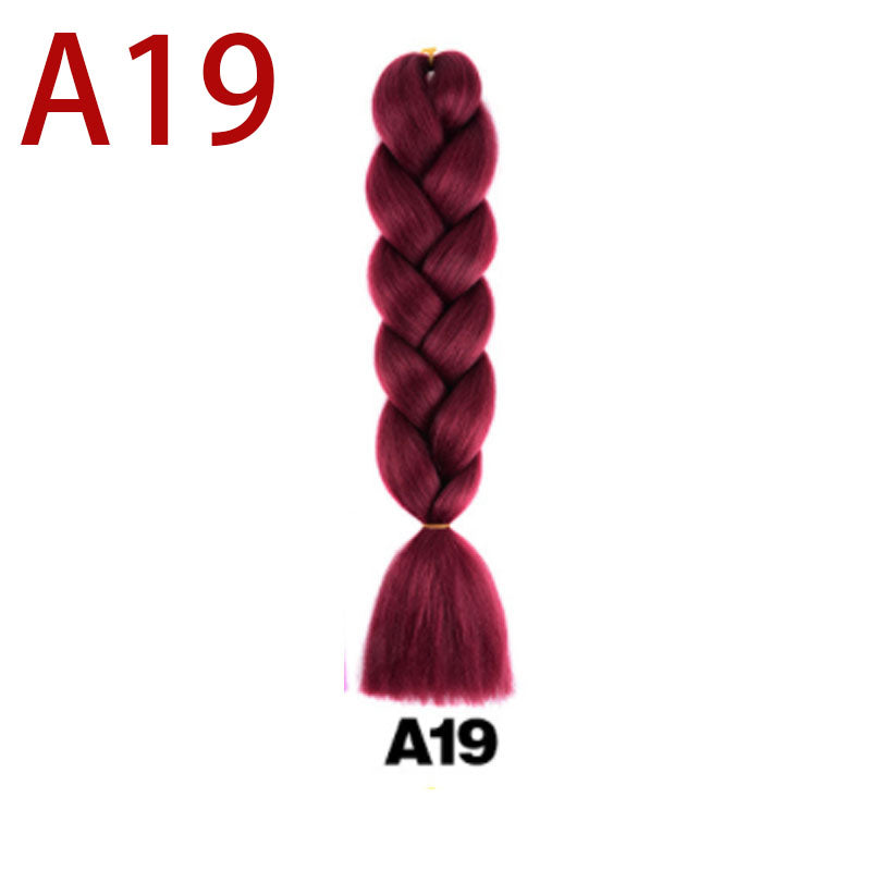 Monochrome Big Braid Wig - High Temp Fiber, 24 Inch Colorful Hair Extension