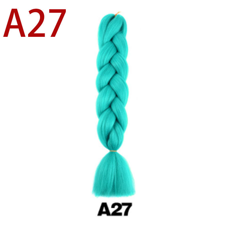 Monochrome Big Braid Wig - High Temp Fiber, 24 Inch Colorful Hair Extension