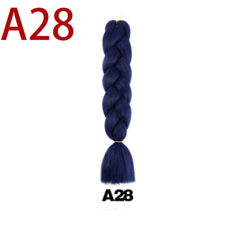 Monochrome Big Braid Wig - High Temp Fiber, 24 Inch Colorful Hair Extension