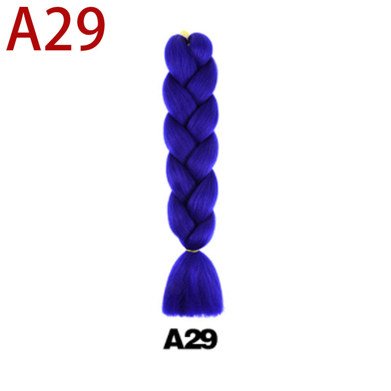 Monochrome Big Braid Wig - High Temp Fiber, 24 Inch Colorful Hair Extension