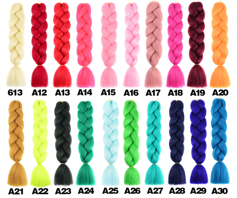 Monochrome Big Braid Wig - High Temp Fiber, 24 Inch Colorful Hair Extension