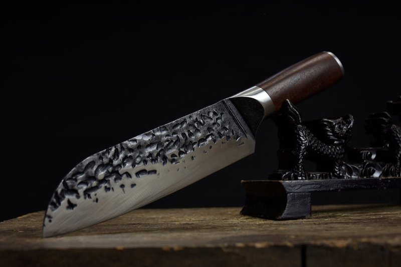 Santoku Knife 28cm with Black Walnut Handle - Kitchen Cutting Tool