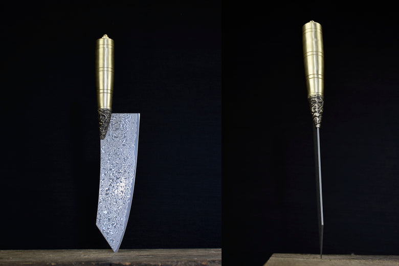 Damascus VG-10 Steel Kitchen Knife with Black Handle - 21cm Blade