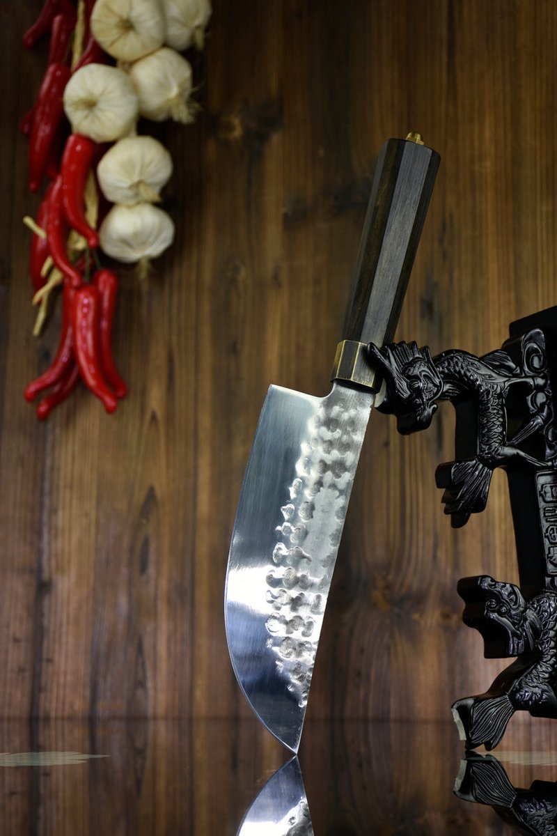 Small Kitchen Knife - 19cm Blade, Black Handle, 32cm Length