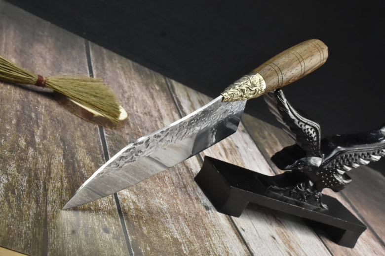 Small Kitchen Knife with Rosewood Handle - 7Cr17MOV Steel, 32.5cm
