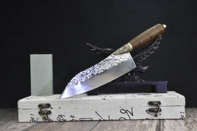 Small Kitchen Knife with Rosewood Handle - 7Cr17MOV Steel, 32.5cm
