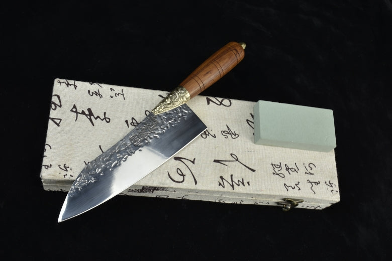 Small Kitchen Chef Knife with Rosewood Handle - 7Cr17MOV Steel, 32.5cm