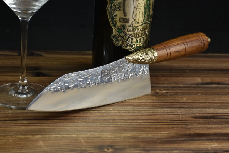 Small Kitchen Chef Knife with Rosewood Handle - 7Cr17MOV Steel, 32.5cm