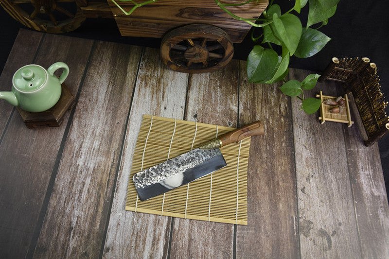 Small Kitchen Chef Knife - Black, 19cm Blade, Rosewood Handle