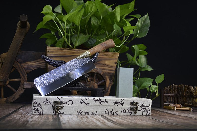 Small Kitchen Chef Knife - Black, 19cm Blade, Rosewood Handle