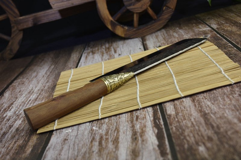 Small Kitchen Chef Knife - Black, 19cm Blade, Rosewood Handle