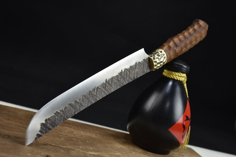 Round Fish Knife with Rosewood Handle - Kitchen Seafood Cutter, 38cm Length