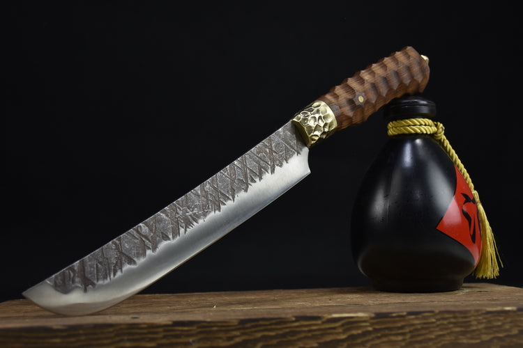 Round Fish Knife with Rosewood Handle - Kitchen Seafood Cutter, 38cm Length