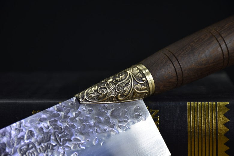 Small Kitchen Chef Knife Black - 31cm Blade, Rosewood Handle