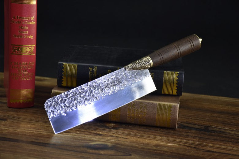 Small Kitchen Chef Knife Black - 31cm Blade, Rosewood Handle