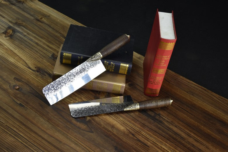 Small Kitchen Chef Knife Black - 31cm Blade, Rosewood Handle