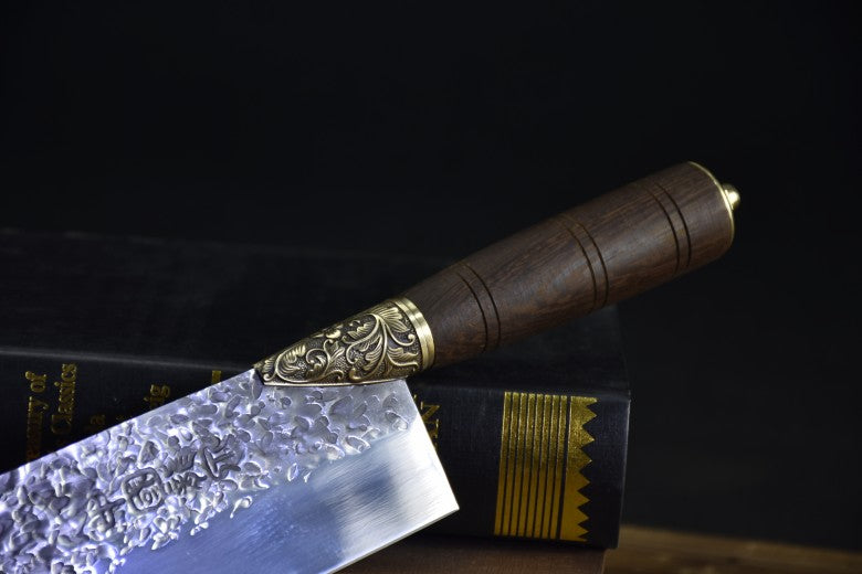 Small Kitchen Chef Knife Black - 31cm Blade, Rosewood Handle