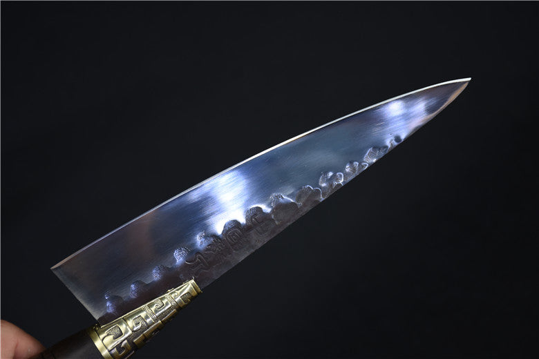 Small Kitchen Knife with Rosewood Handle - 20cm Blade, Sharp Food Prep Tool