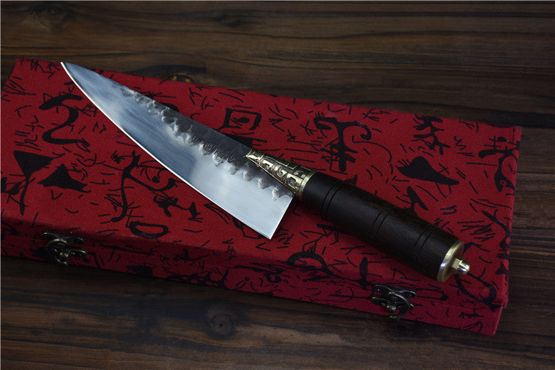 Small Kitchen Knife with Rosewood Handle - 20cm Blade, Sharp Food Prep Tool