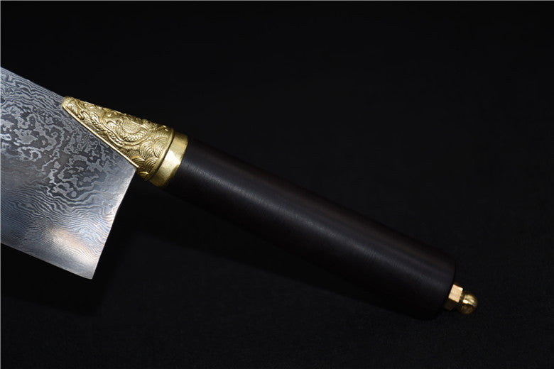 Small Kitchen Knife with Longquan Pattern Steel and Ebony Handle - Black