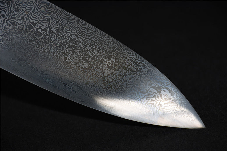 Small Kitchen Knife with Longquan Pattern Steel and Ebony Handle - Black