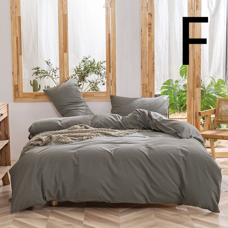 Washed Cotton Bedding Set Four-Piece Home Textiles Bed Cover & Sheets