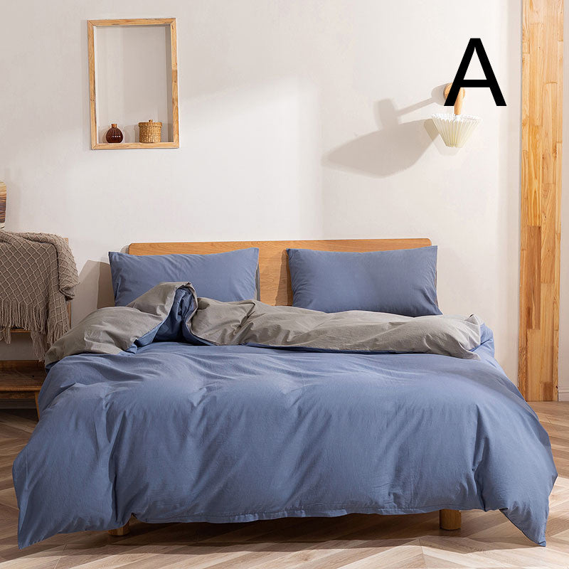 Washed Cotton Bedding Set Four-Piece Home Textiles Bed Cover & Sheets