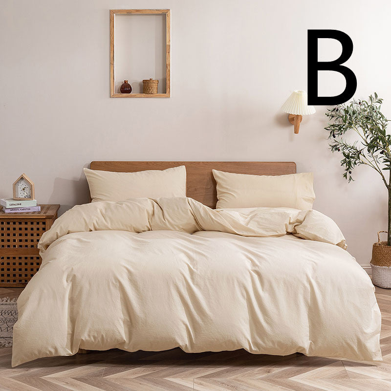Washed Cotton Bedding Set Four-Piece Home Textiles Bed Cover & Sheets