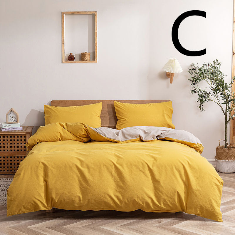 Washed Cotton Bedding Set Four-Piece Home Textiles Bed Cover & Sheets