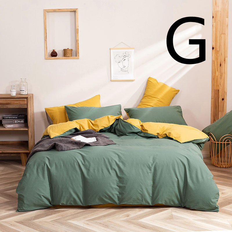 Washed Cotton Bedding Set Four-Piece Home Textiles Bed Cover & Sheets