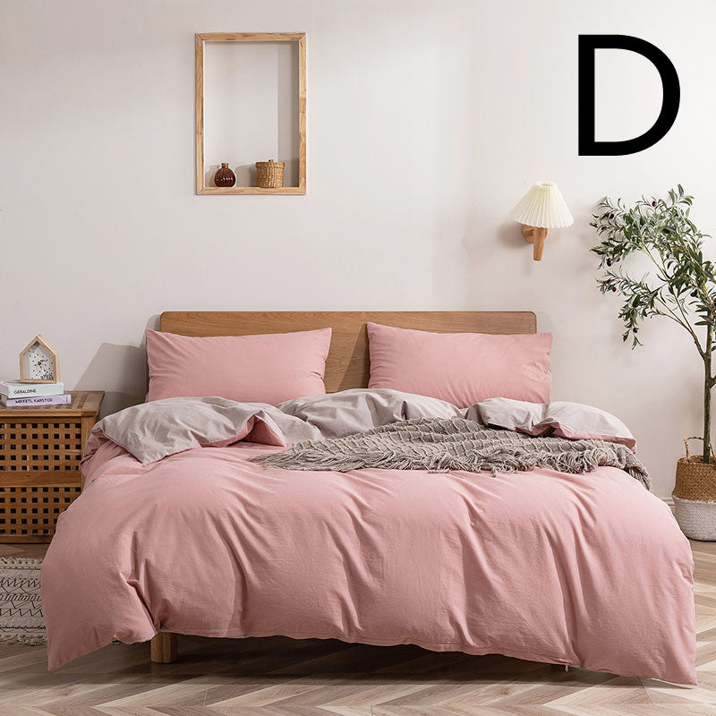 Washed Cotton Bedding Set Four-Piece Home Textiles Bed Cover & Sheets