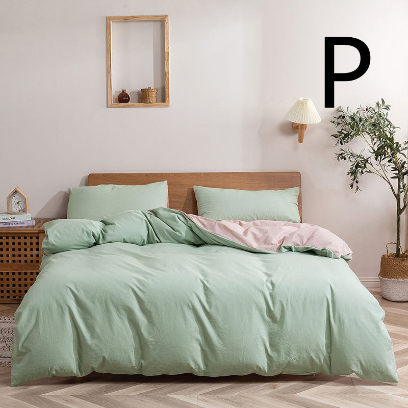 Washed Cotton Bedding Set Four-Piece Home Textiles Bed Cover & Sheets