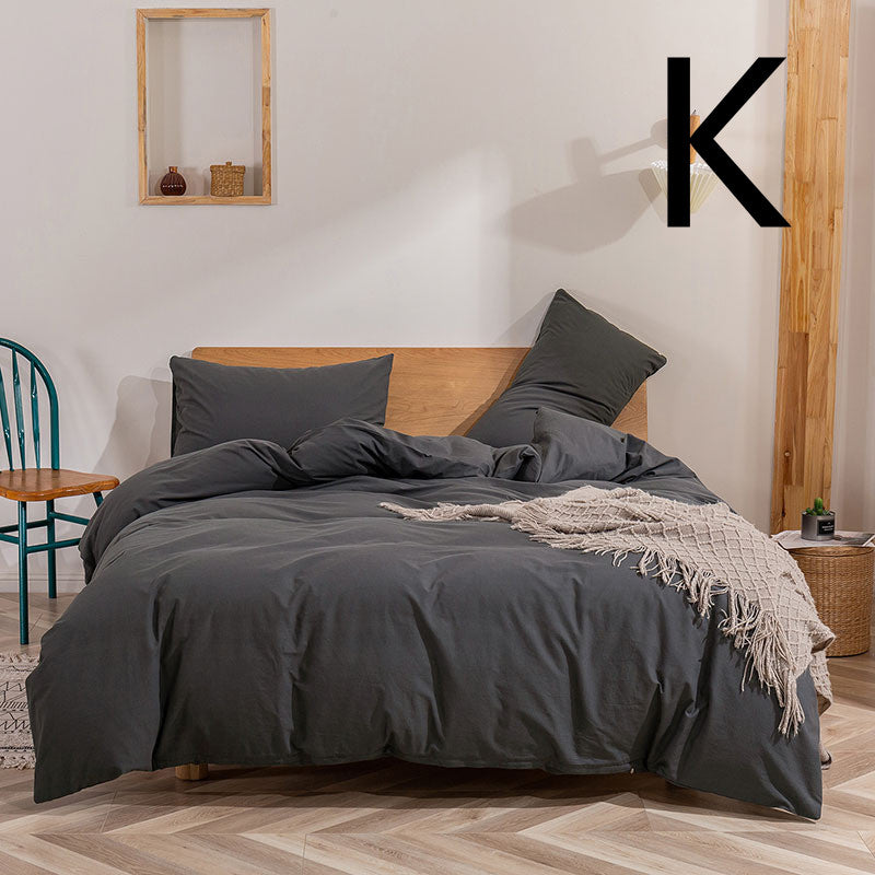 Washed Cotton Bedding Set Four-Piece Home Textiles Bed Cover & Sheets