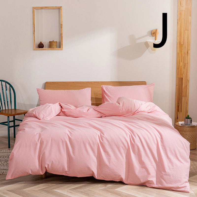 Washed Cotton Bedding Set Four-Piece Home Textiles Bed Cover & Sheets