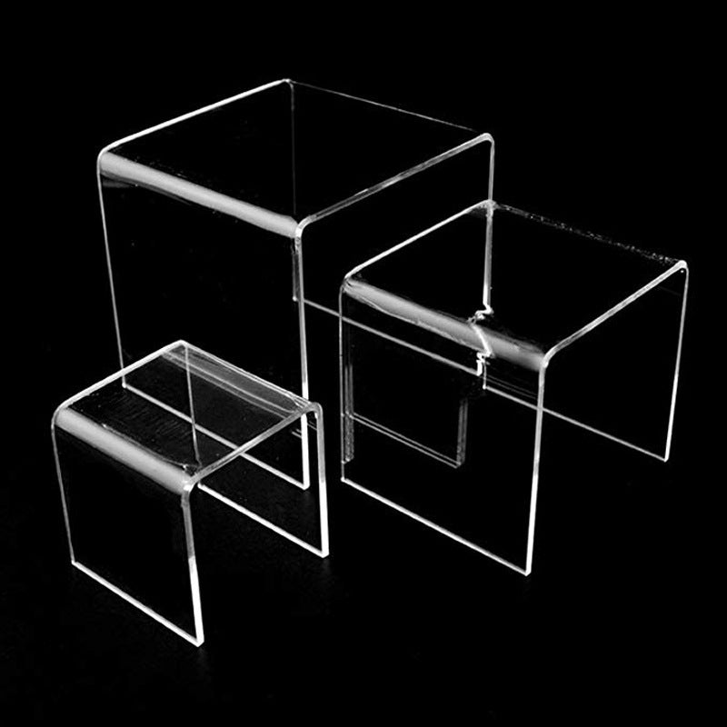 6-Piece Transparent Acrylic Jewelry Display Stand Set - Square Tiered Showcases