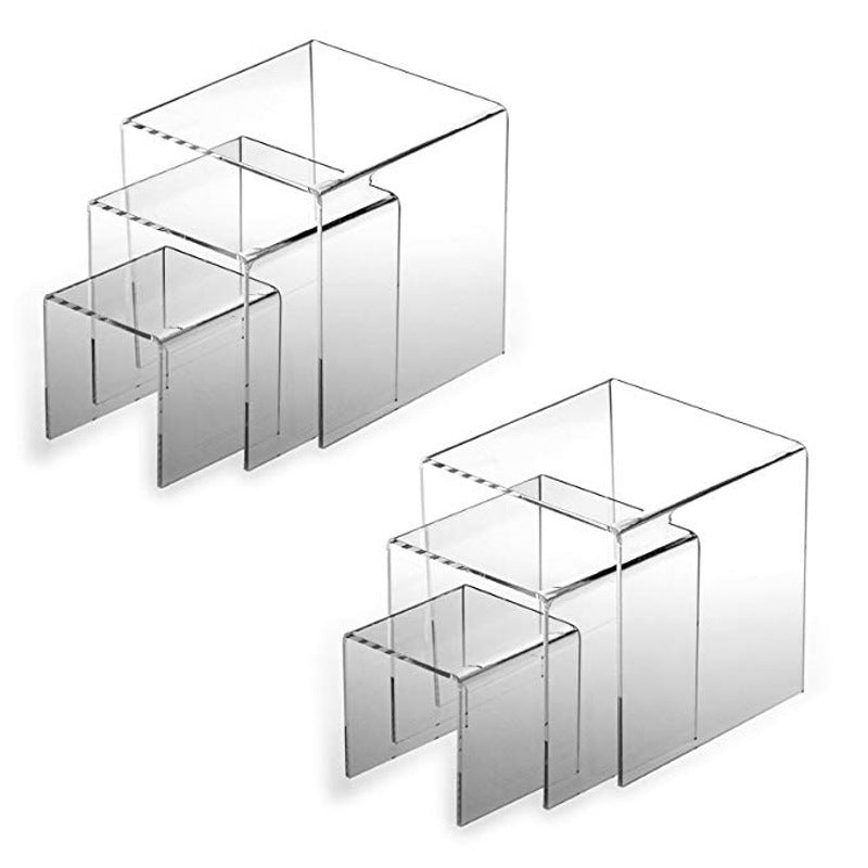 6-Piece Transparent Acrylic Jewelry Display Stand Set - Square Tiered Showcases