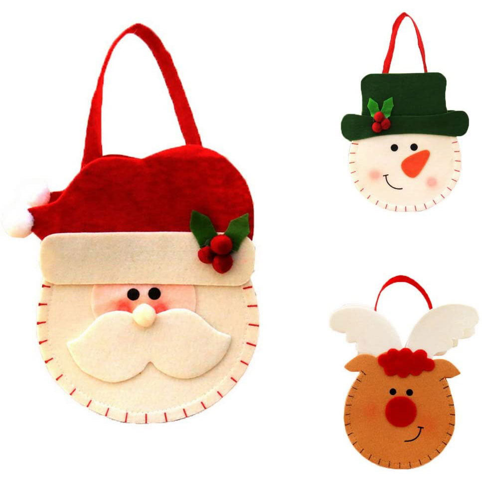 Christmas Candy Bag Felt Gift Bag Holiday Party Decoration Set - Santa, Elk, Snowman Styles