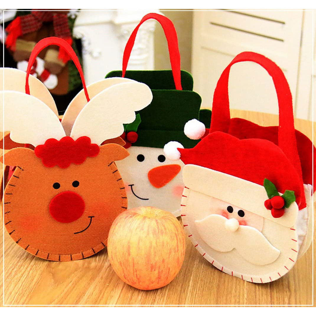 Christmas Candy Bag Felt Gift Bag Holiday Party Decoration Set - Santa, Elk, Snowman Styles
