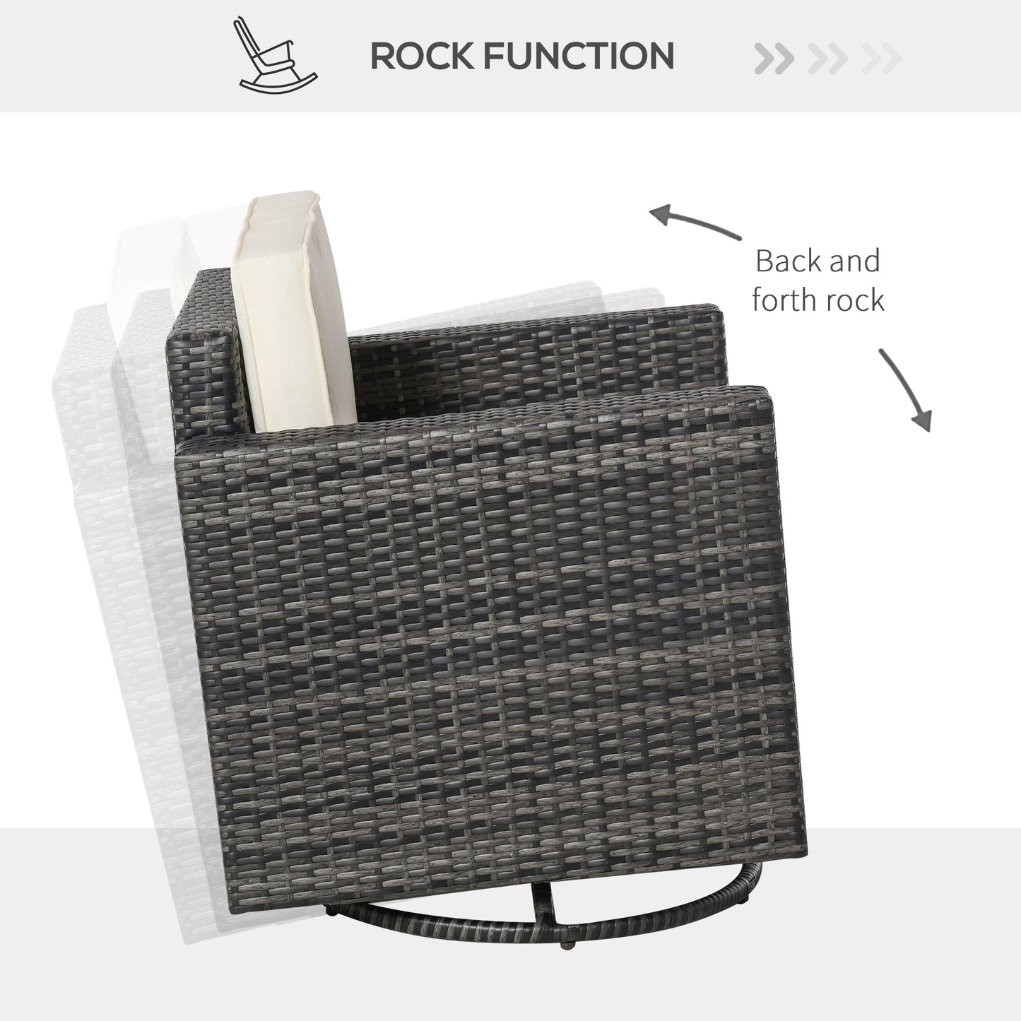 Outdoor Swivel Rocker Dining Chair - Cream White, Cushioned
