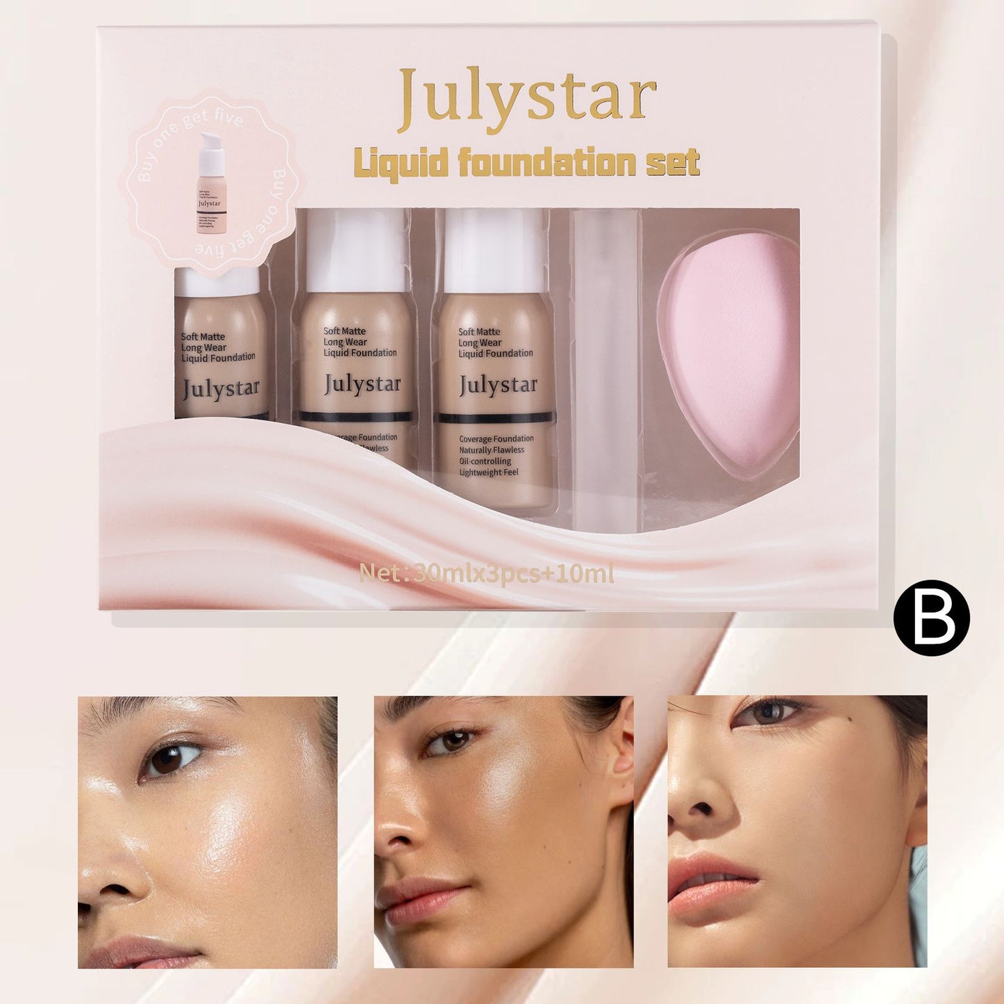 Long-Lasting Liquid Foundation and Concealer Makeup Set