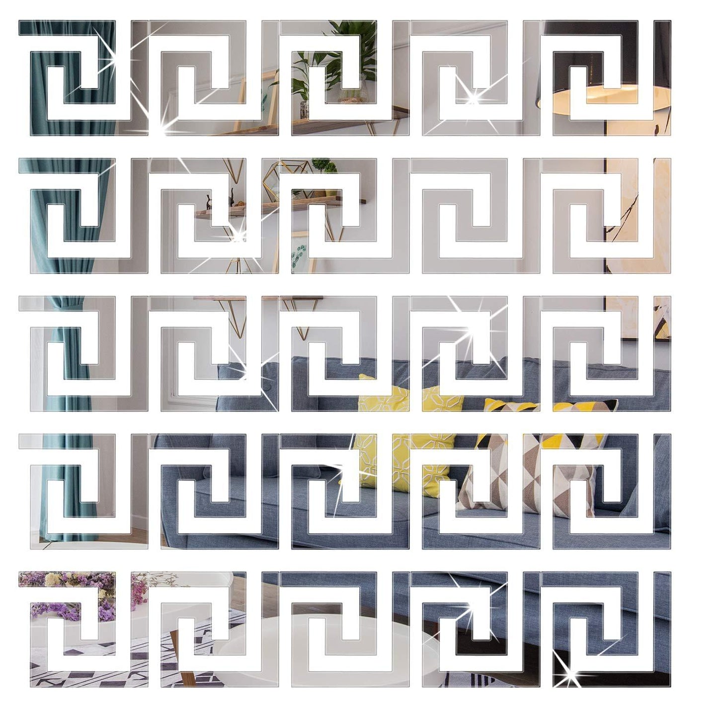 Acrylic Wall Mirror Stickers Self-Adhesive Geometric Decor Set