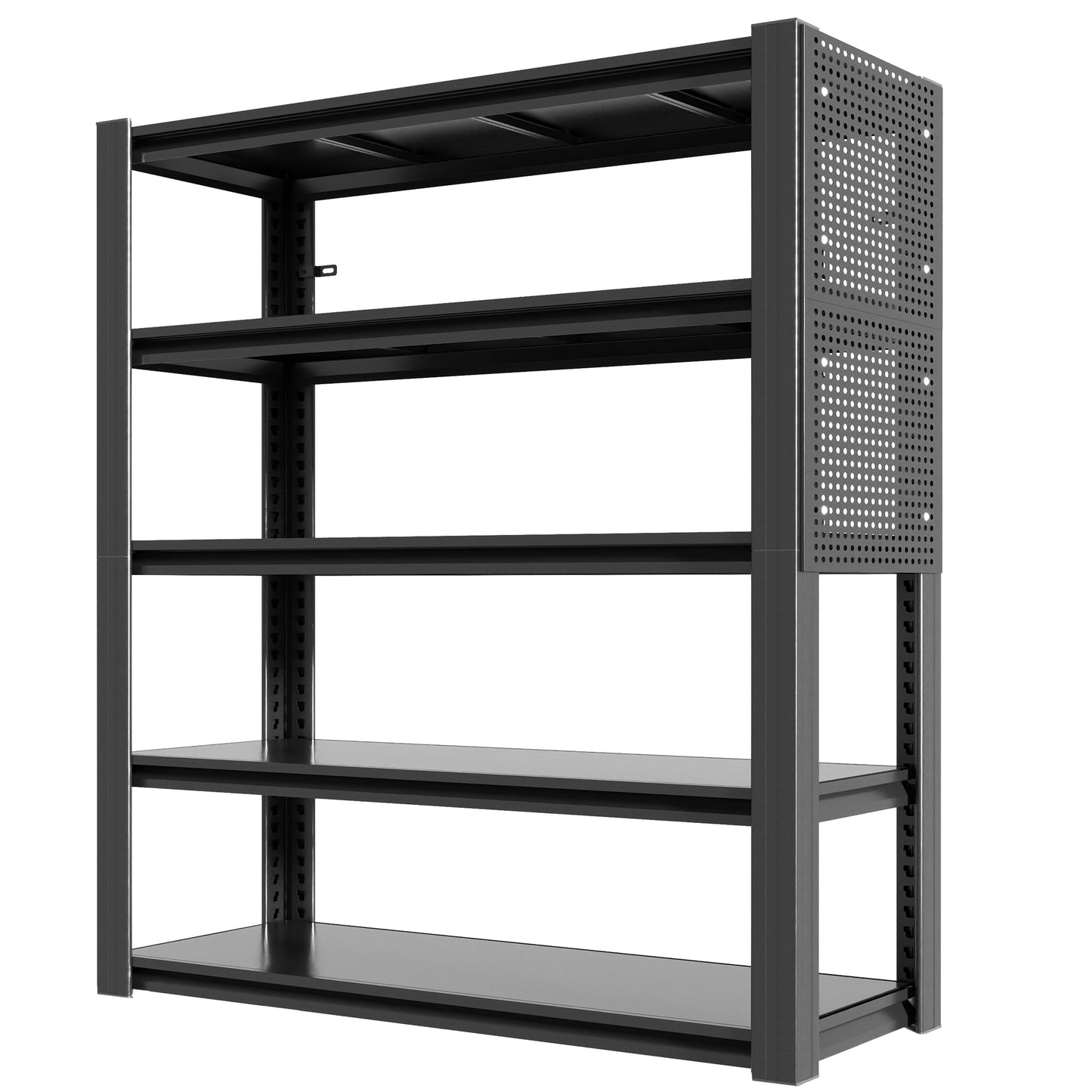 72 H 5-Tier Adjustable Heavy-Duty Shelving With Pegboard, Industrial