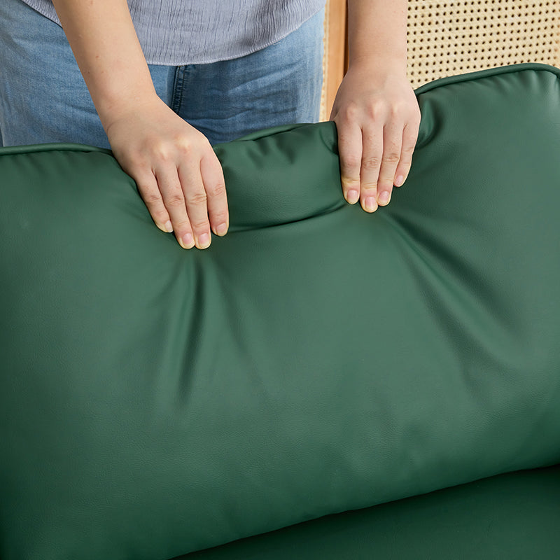 Green Cat Paw Leather Upholstered Sofa - 2PC Nordic Retro Design