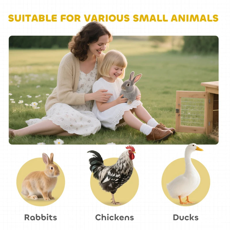 Wooden Rabbit Hutch with Enclosed Run and Wheels - Indoor/Outdoor Small Animal Cage